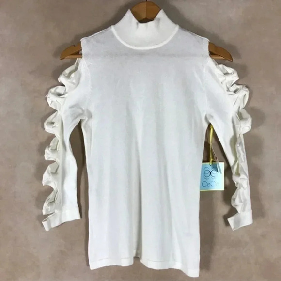 CECE Bowtie Cutout Sleeve Sweater NWT XS - Picture 1 of 8